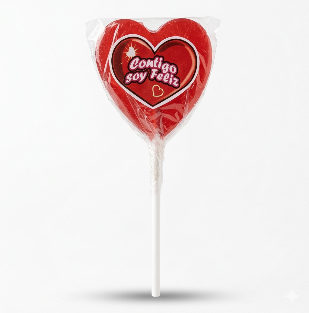 Paleta de corazón con frase