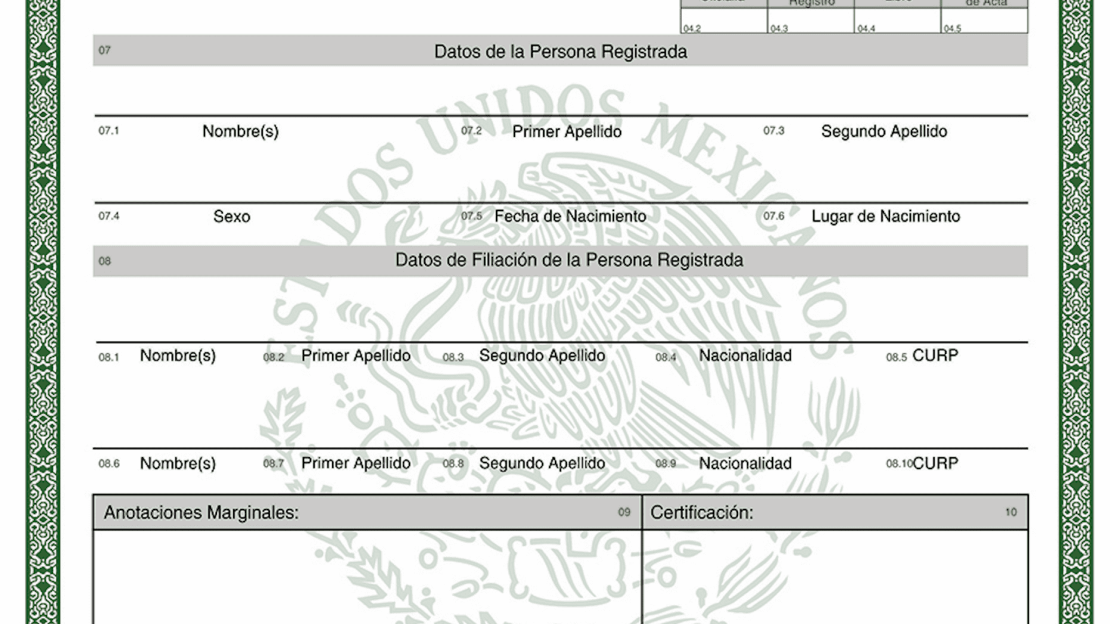 Trámite de actas de nacimiento